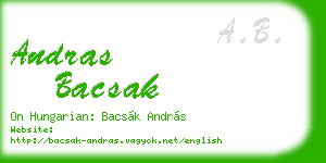 andras bacsak business card