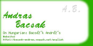 andras bacsak business card